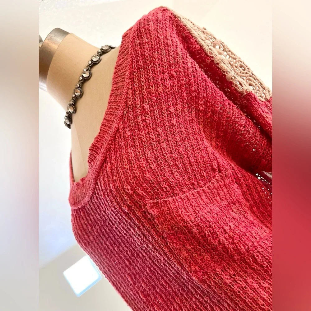 EUC M Free People Crochet Knit Sweater - Picture 6 of 9
